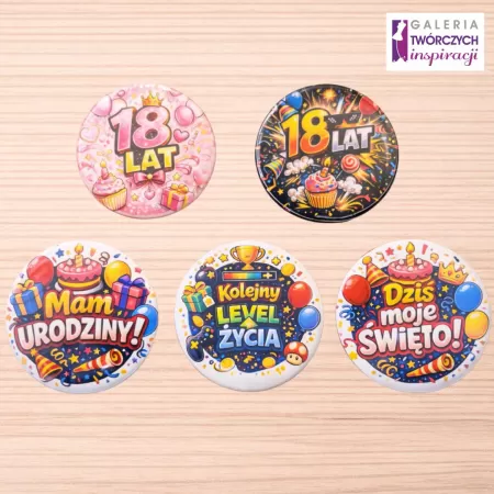 18 lat (urodziny) - przypinka 56 mm